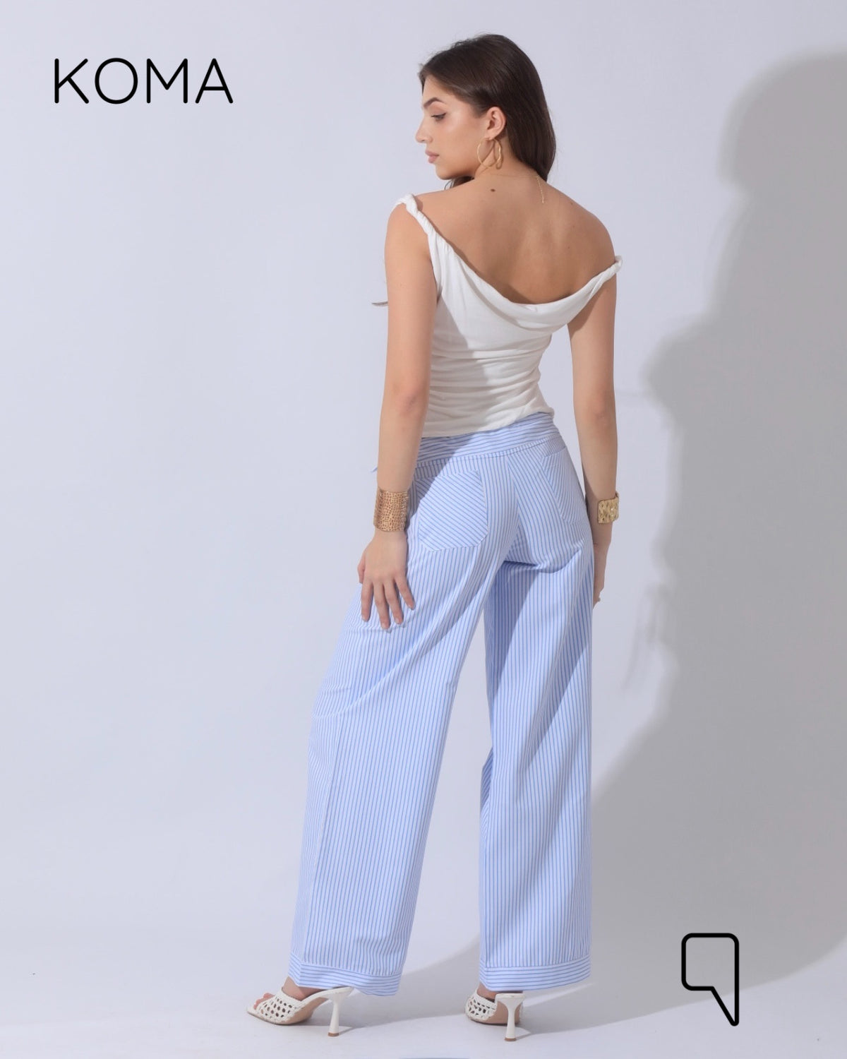 Sloane Striped Low Waist Pants - Baby Blue