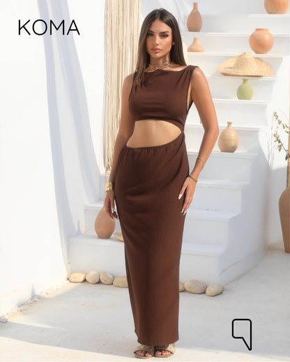 Paulina Cutout Beach Dress - Brown