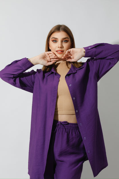 Co-Ord Long Sleeves Shirt - Purple