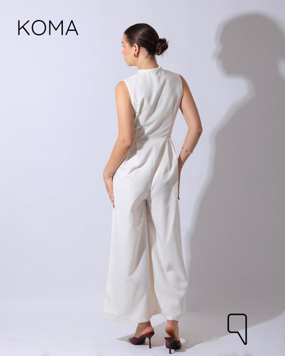Olivia Sleeveless Wide Leg Jumpsuit - Offwhite