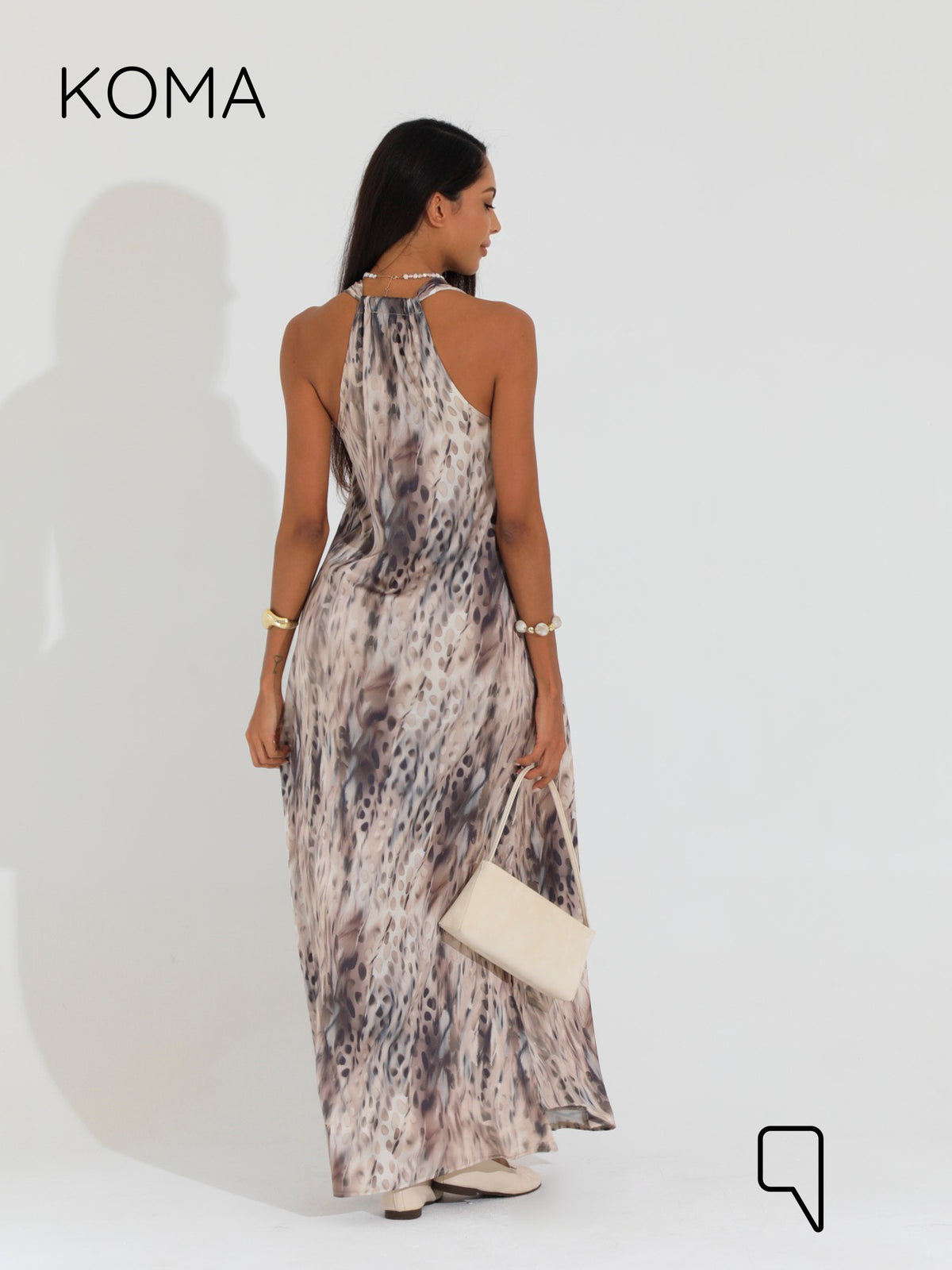 Paulina V Neck Maxi Dress - Multicolored Olive