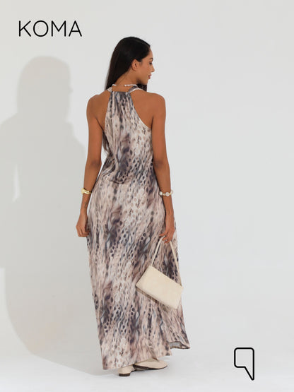 Paulina V Neck Maxi Dress - Multicolored Olive