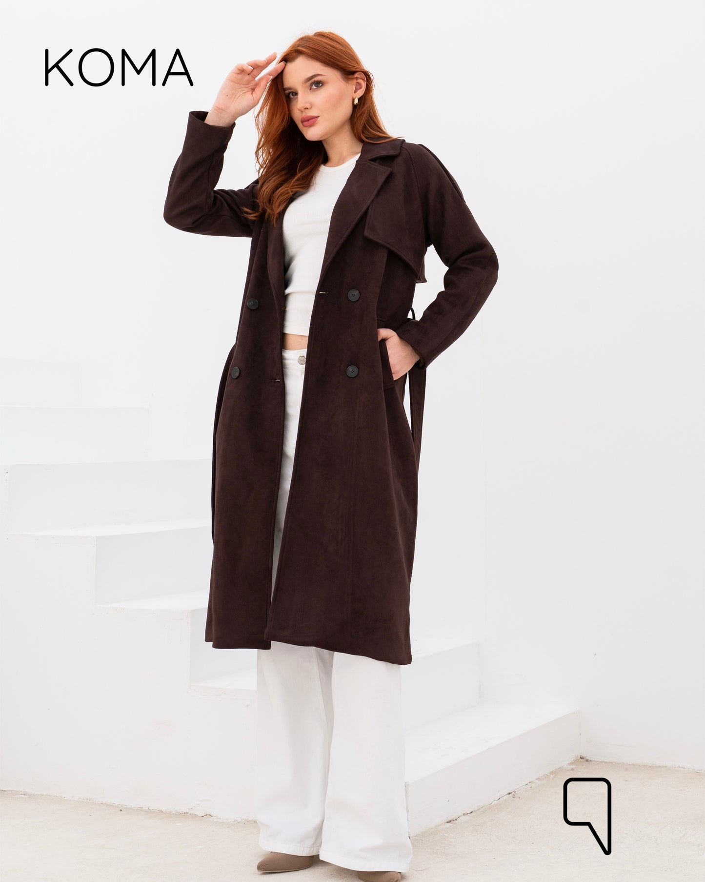 Lydia Double Breasted Trench Coat - Brown