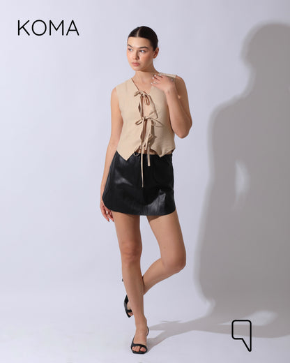 Marina Cropped Tied Vest - Beige