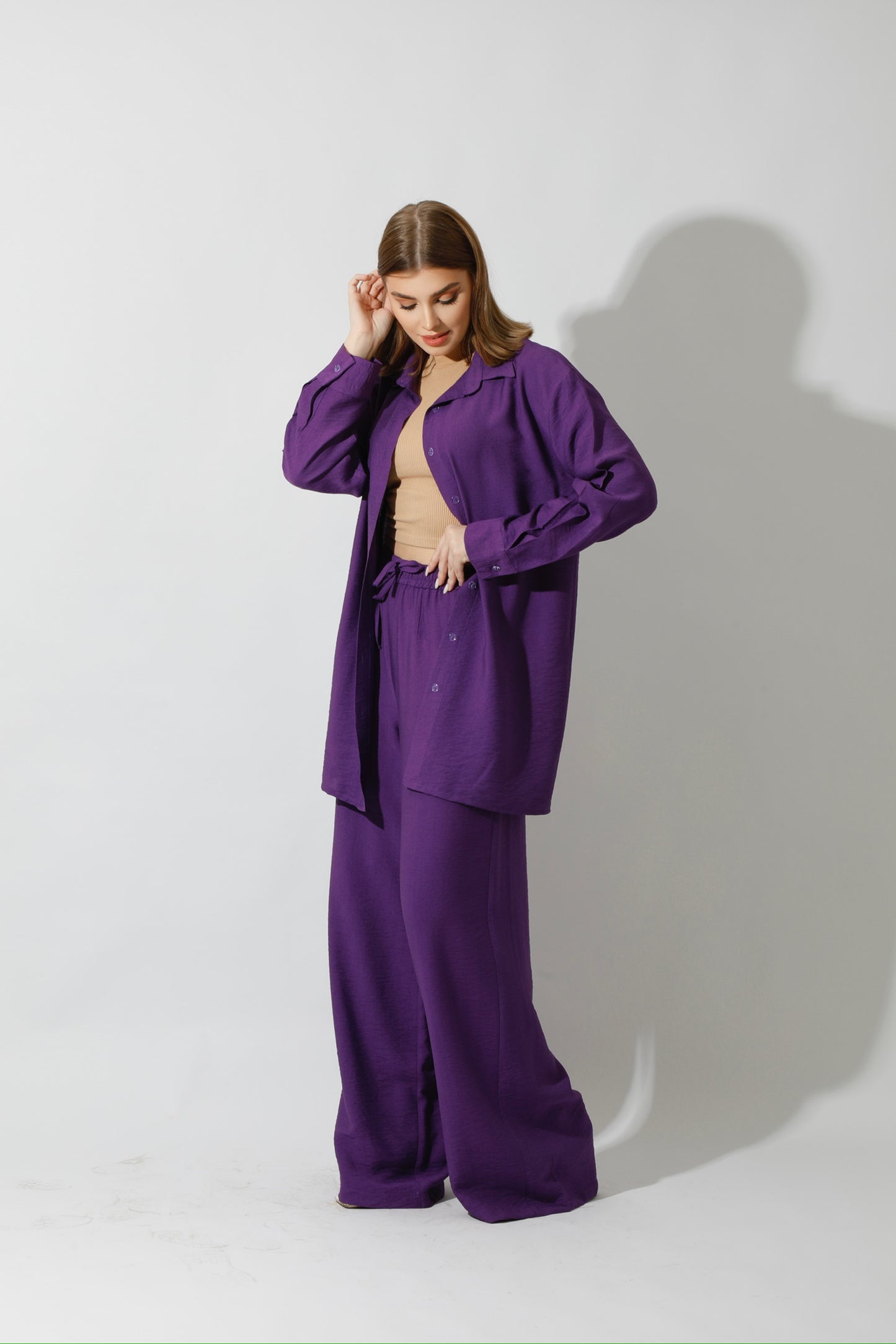 Co-Ord Long Sleeves Shirt - Purple