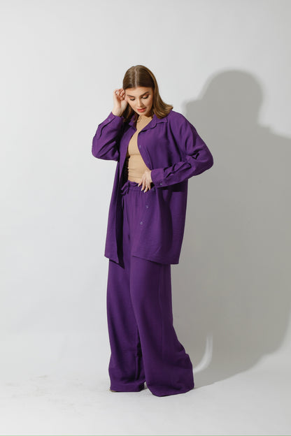 Co-Ord Long Sleeves Shirt - Purple