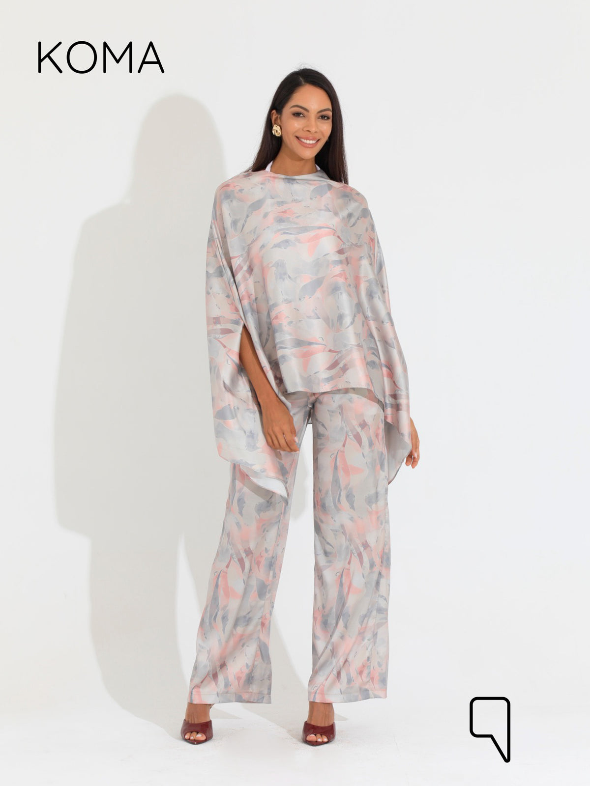 Celeste Satin Butterfly Blouse - Multicolored Beige