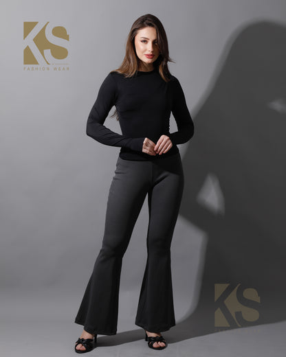 Slinky Flared Trousers - Gray
