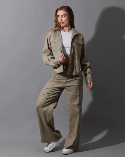 Co-Ord Gabardine Cutout Shirt - Beige