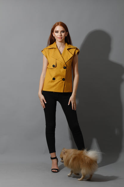 Double Breasted Vest - Mustard