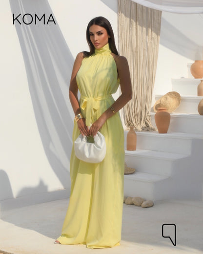 Georgie Sleeveless Wide Leg Jumpsuit - Yellow