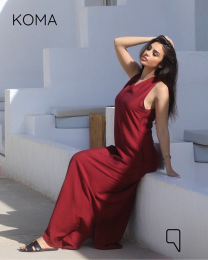 Paulina V Neck Maxi Dress - Maroon