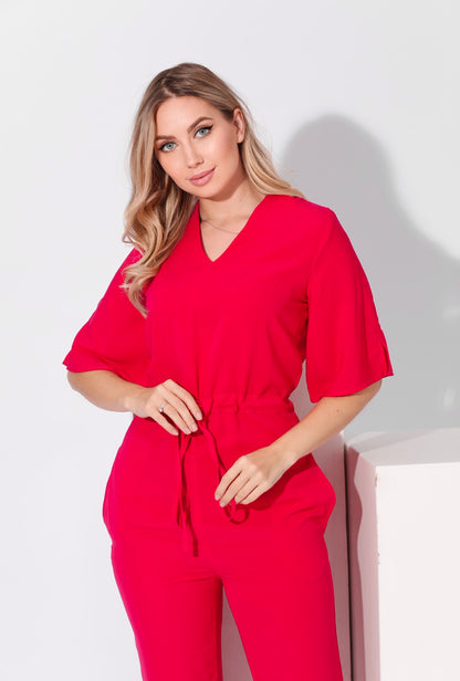 Half sleeves Jumpsuit -  Pink