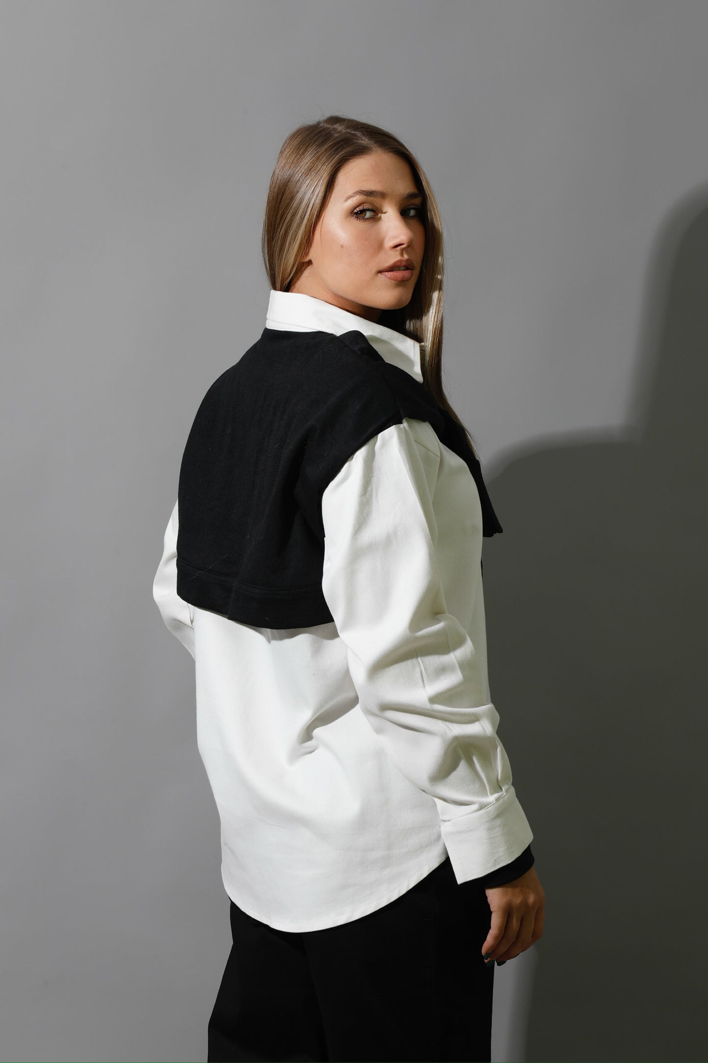 Double Sleeved Shirt - White & Black