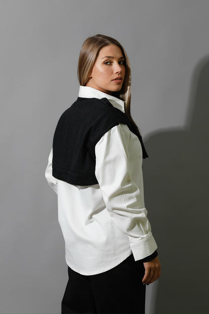 Double Sleeved Shirt - White & Black