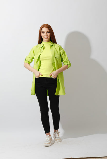 Shirt ‏with Two Pockets - Lime Green