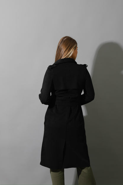Wrap Trench Cardigan - Black