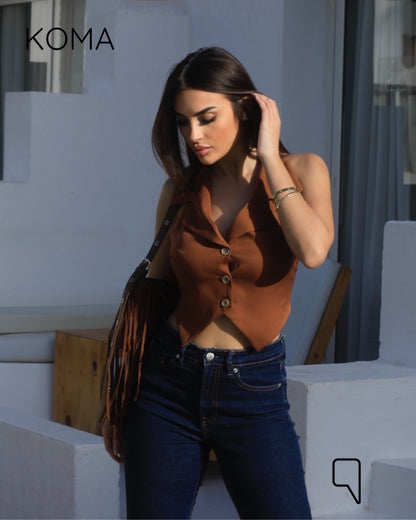 Beccy Backless Formal Vest - Light Brown