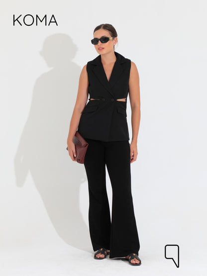 Maxine Double Breasted Vest Blazer - Black