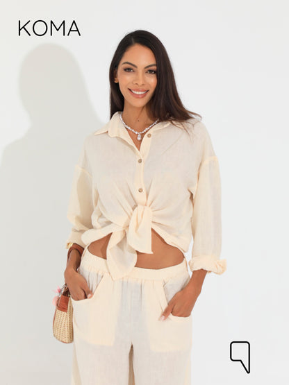Matilda Long Sleeves Shirt - Beige