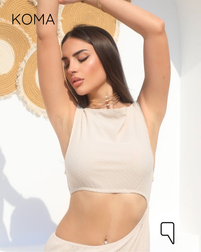 Paulina Cutout Beach Dress - Beige