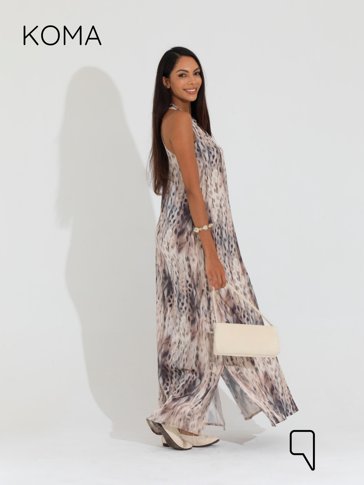 Paulina V Neck Maxi Dress - Multicolored Olive