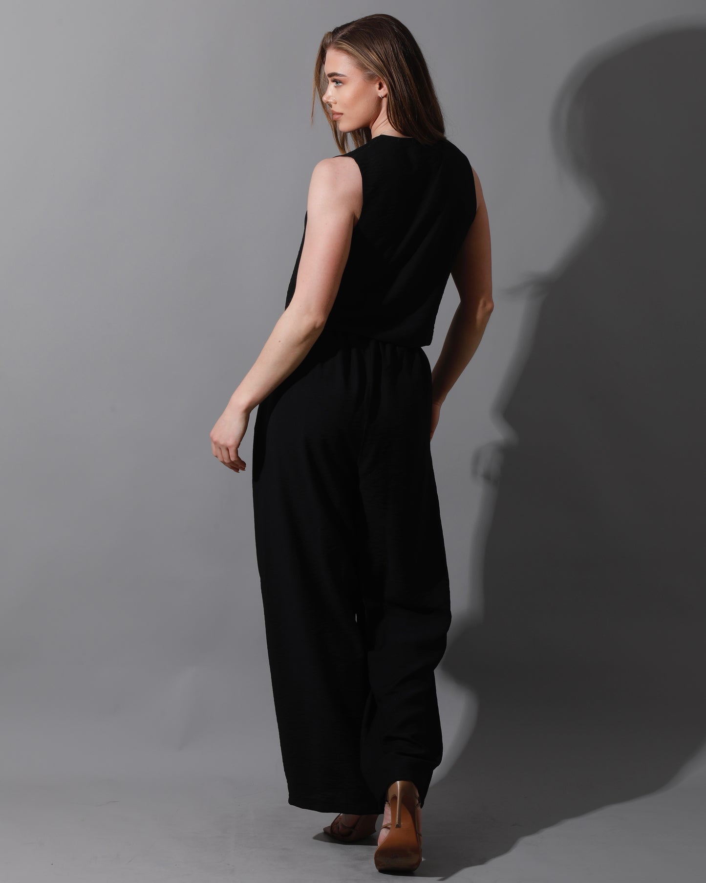 Cropped Vest Set - Black