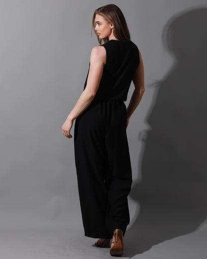 Cropped Vest Set - Black