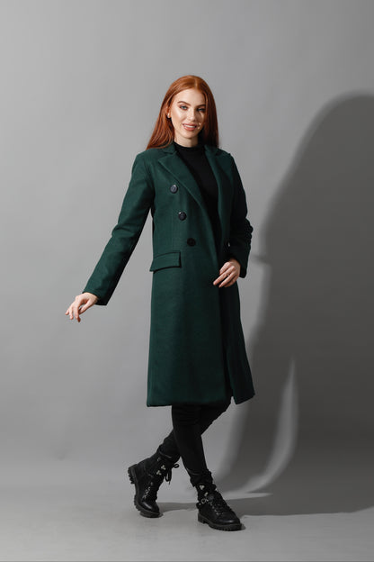 Front Open Coat - Deep Green