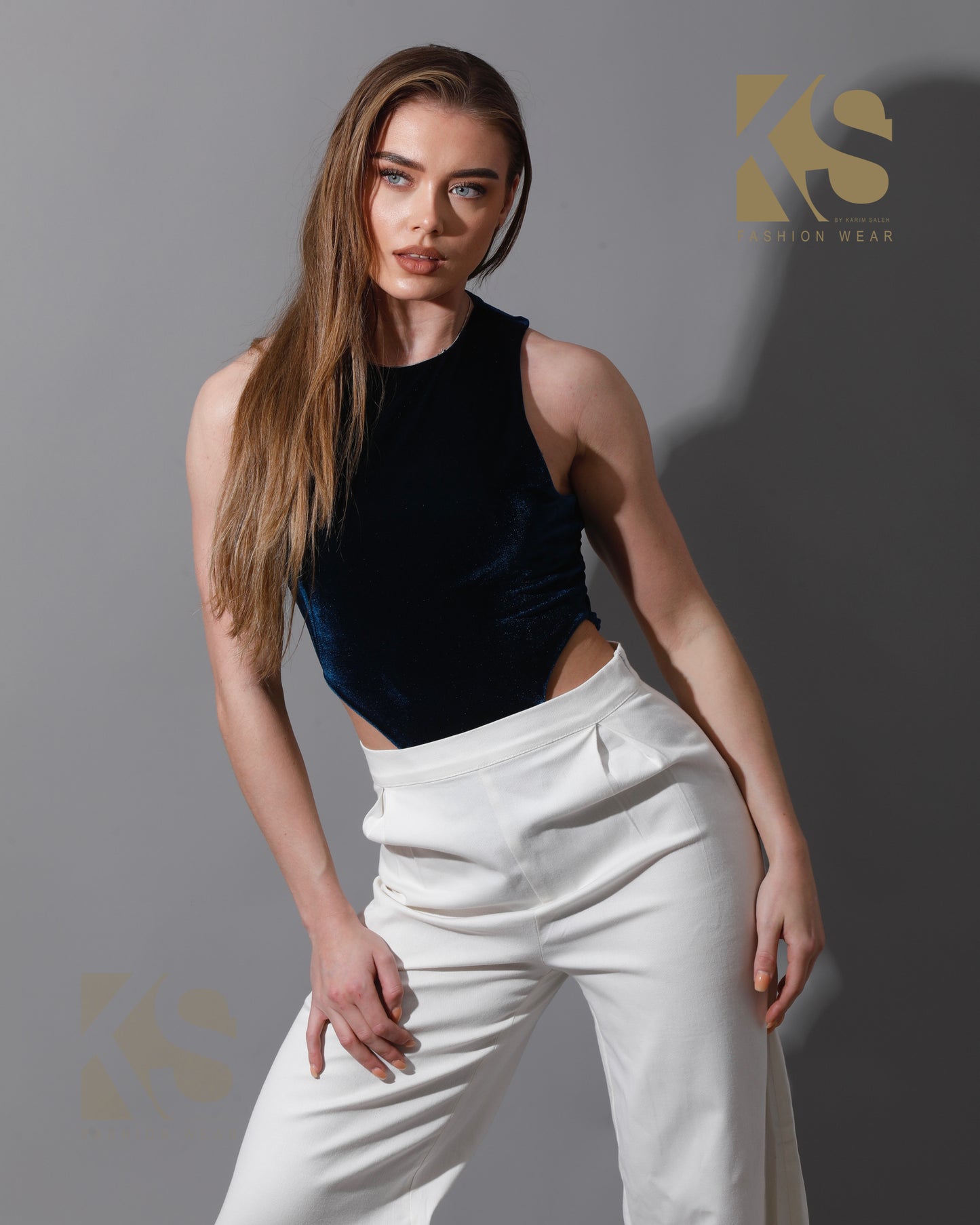 Velvet Body Suit - Navy