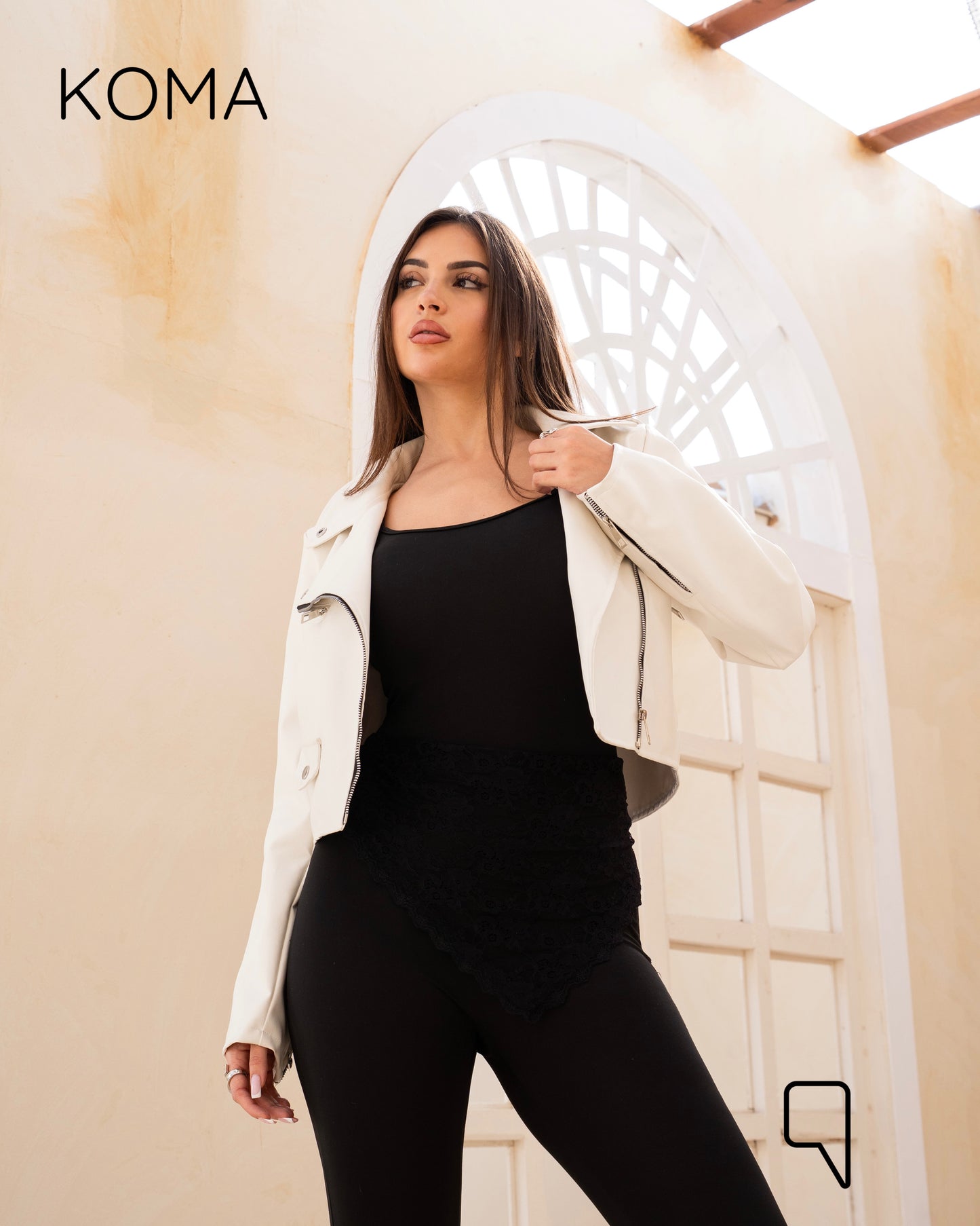 Leather Biker Jacket - White