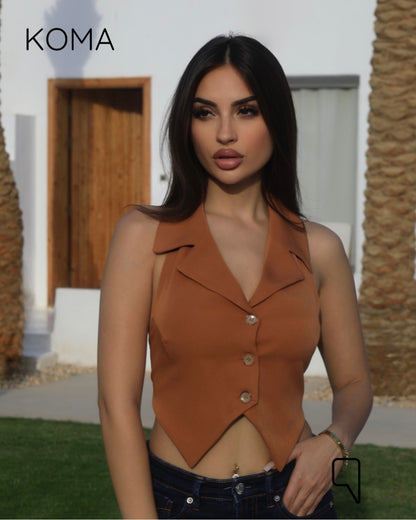 Beccy Backless Formal Vest - Brown