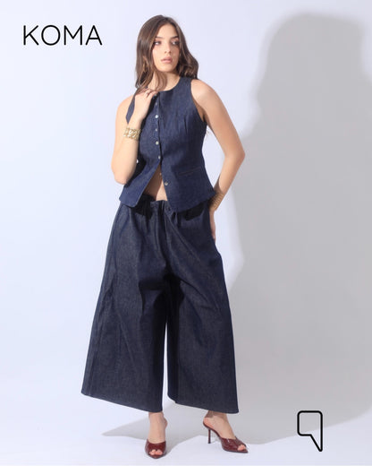 Daisy Denim Jeans Vest - Navy