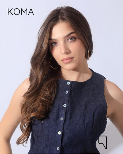 Daisy Denim Jeans Vest - Navy