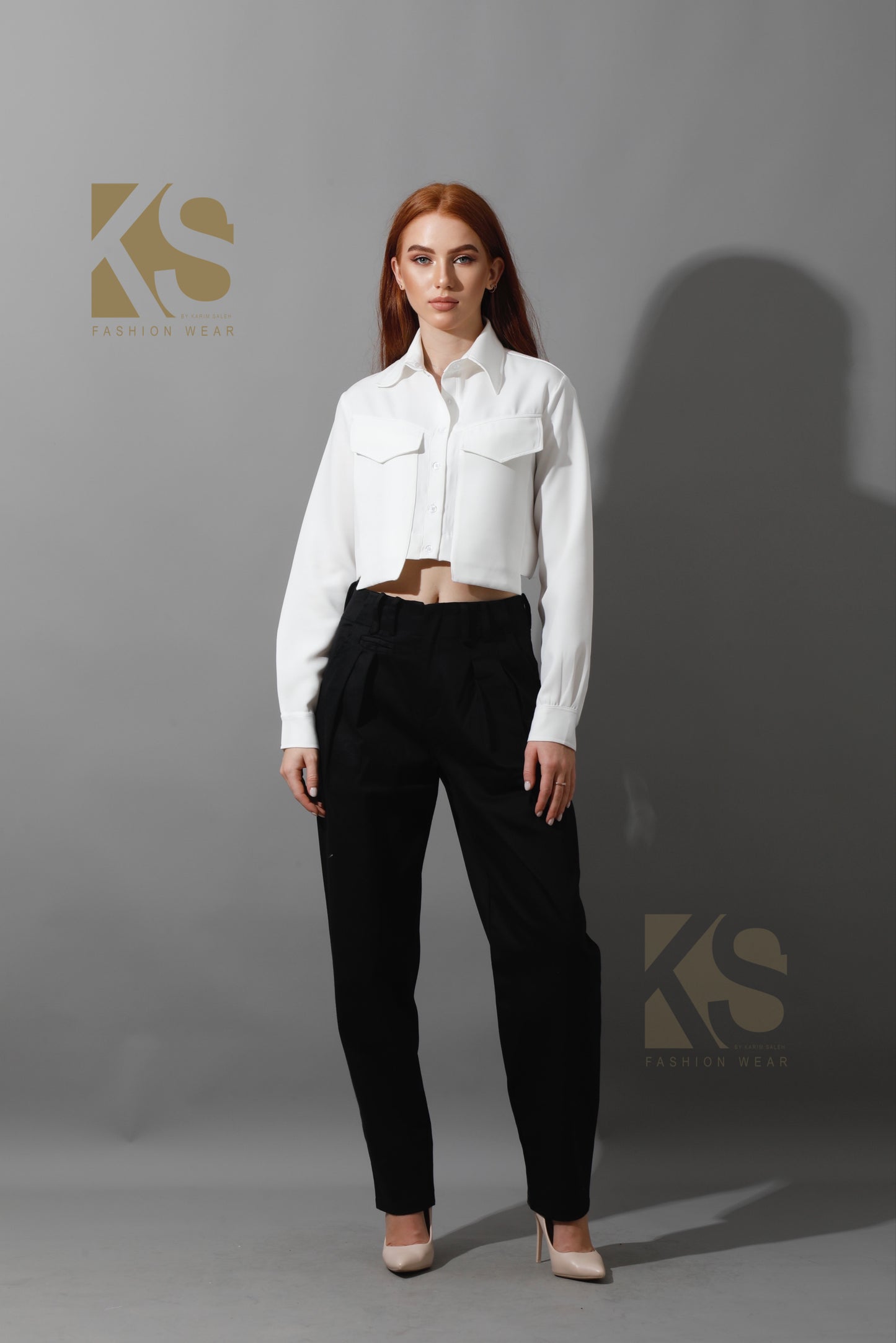 High Rise Paper-Bag Pants - Black