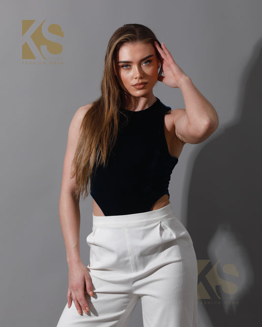 Velvet Body Suit - Navy