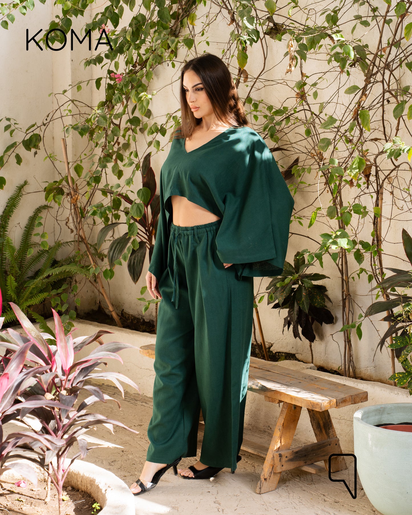 Anabella Asymmetric Cape - Green