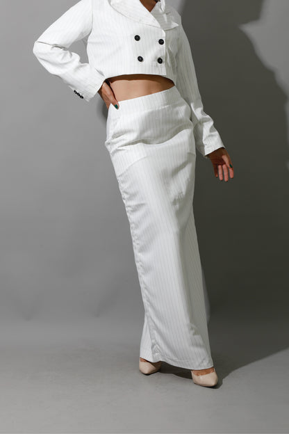Striped Maxi Skirt Co-Ord - White