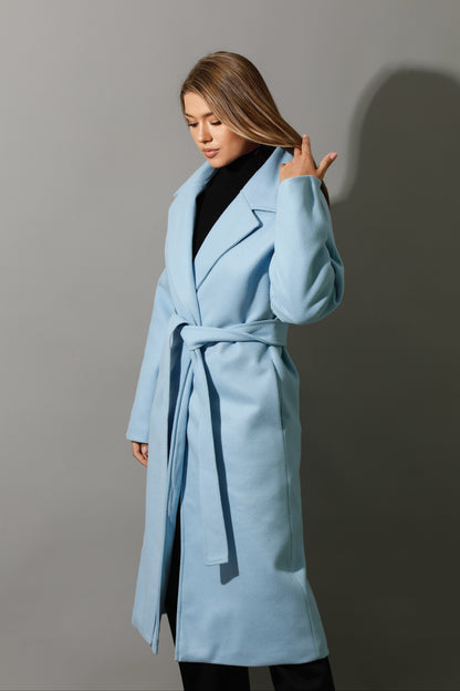 Oversized Wrapped Coat - Babe Blue