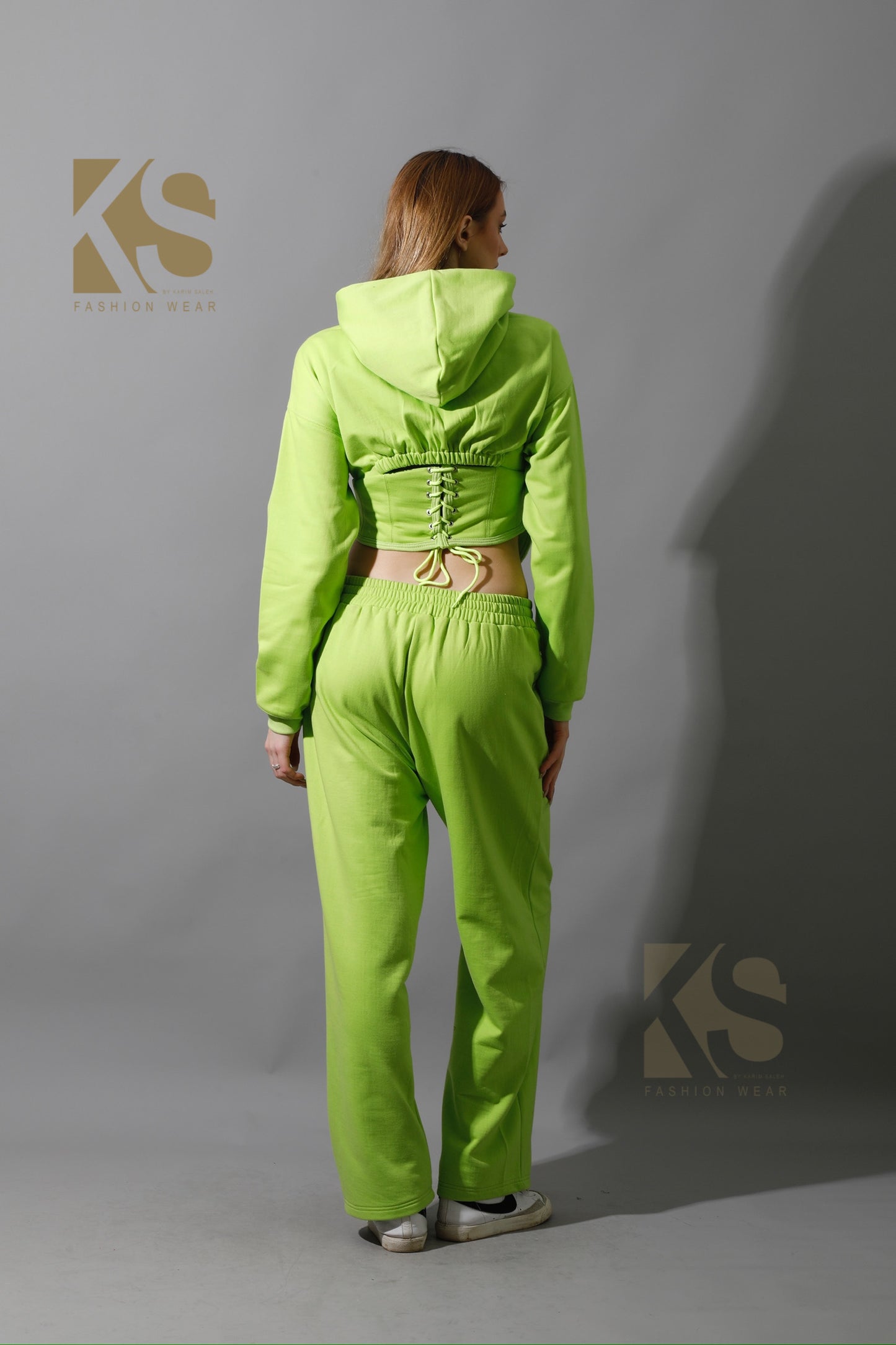 Corset Hoodie Set - Lime Green