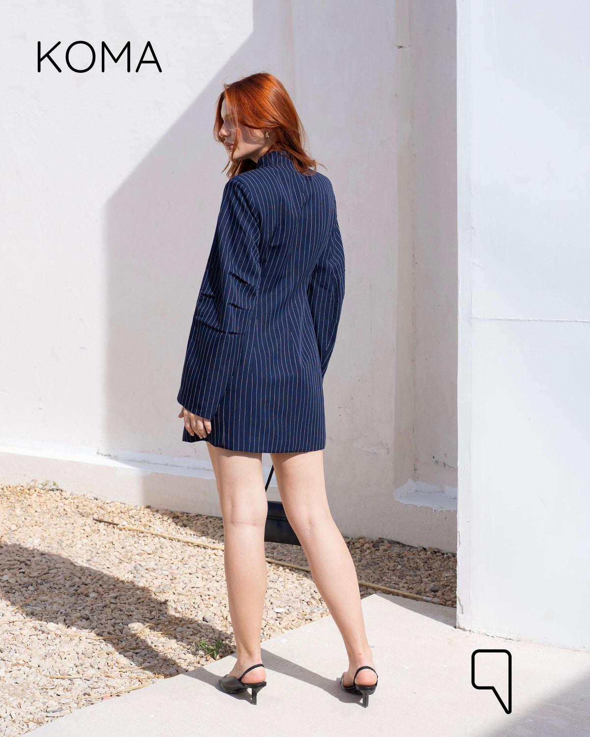 Striped Corset Dress Blazer - Navy