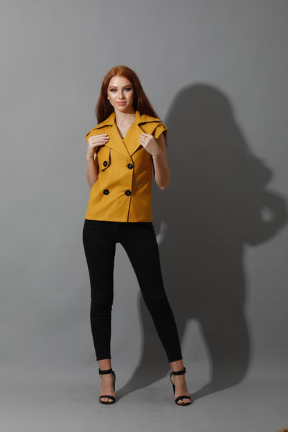 Double Breasted Vest - Mustard