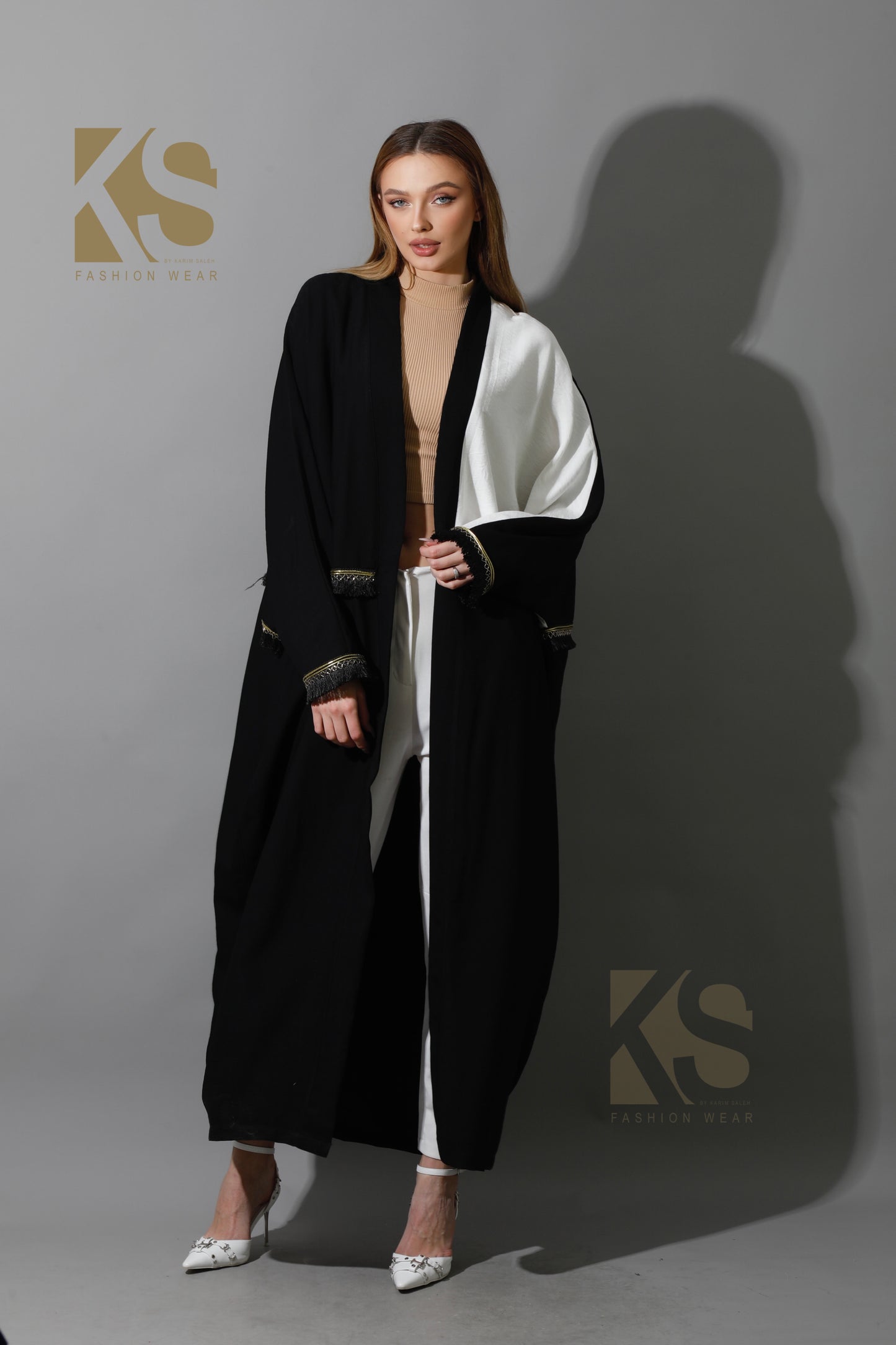 Lose Double Color Kaftan - Black X White