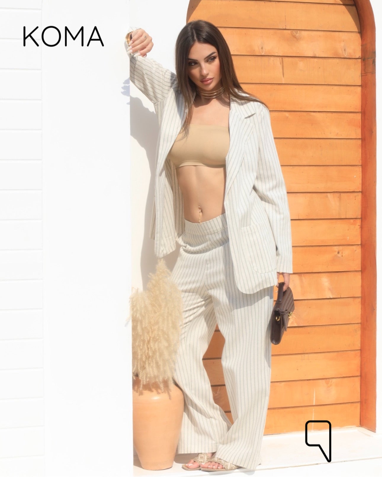 Candice Stripped Light Suit - Olive