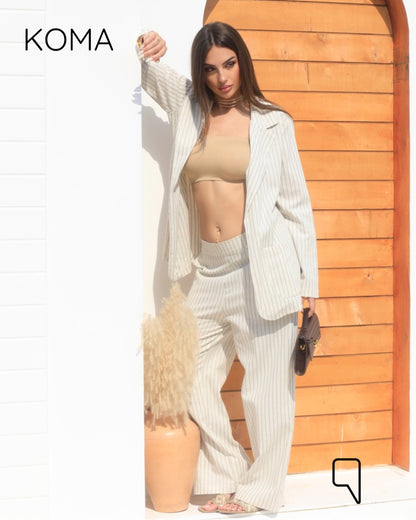 Candice Stripped Light Suit - Olive