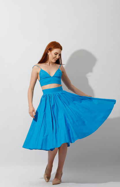 Co-Ord Flared Skirt - Blue