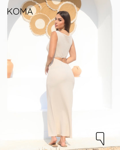 Paulina Cutout Beach Dress - Beige