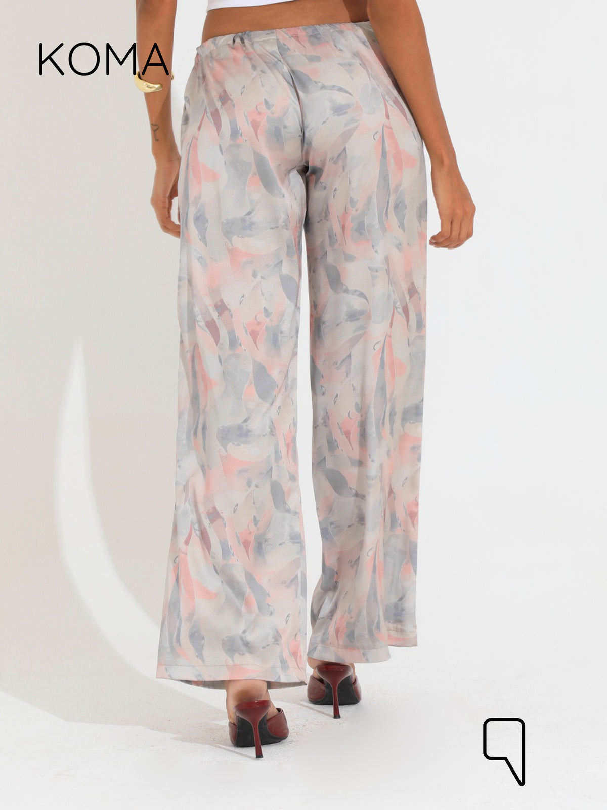 Elsie Lose Fit Trousers - Multicolored Beige￼