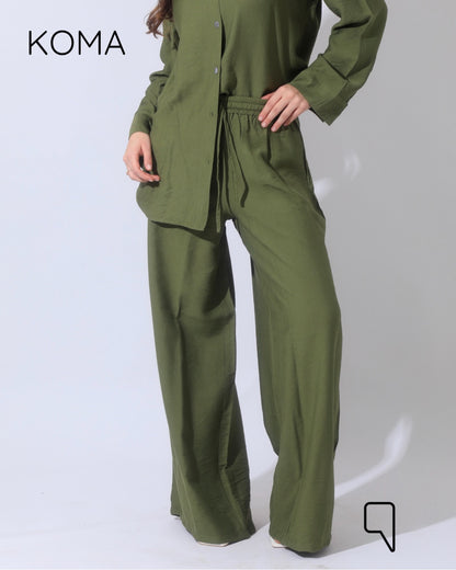 Co-Ord Wide Leg Trousers - Olive