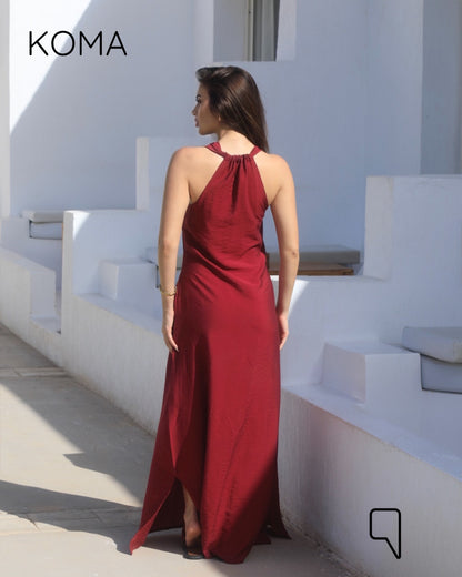 Paulina V Neck Maxi Dress - Maroon